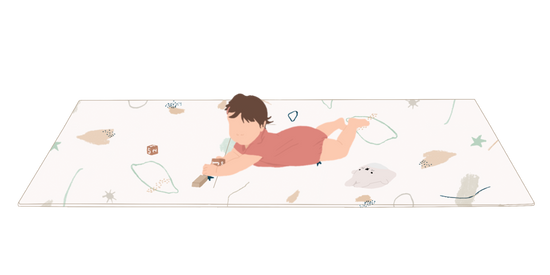 dessin illustrant un bébé allongé sur le tapis de jeu xl tapilou