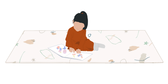 dessin illustrant un enfant sur le tapis de jeu xl tapilou
