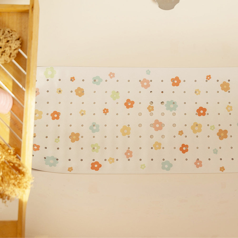 vue d'en haut tapis de bain motif fleur tapilou