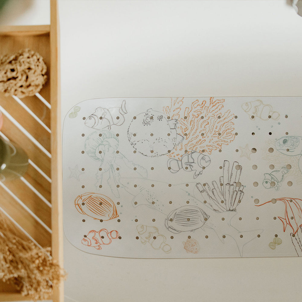 tapis de bain bubulle dans la baignoire