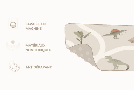 illustration composition tapis de bain le dino