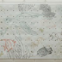 zoom motif bubulle tapis de bain